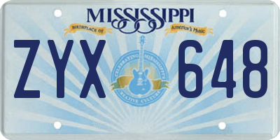 MS license plate ZYX648