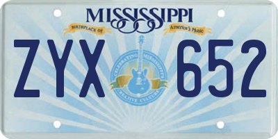 MS license plate ZYX652