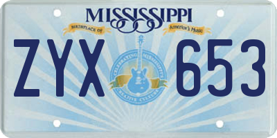 MS license plate ZYX653