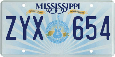 MS license plate ZYX654