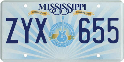MS license plate ZYX655