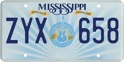 MS license plate ZYX658