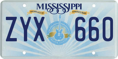 MS license plate ZYX660