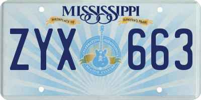 MS license plate ZYX663