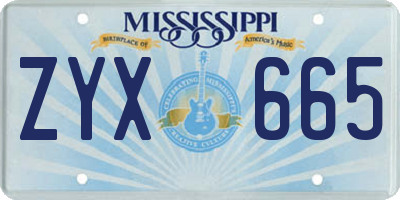 MS license plate ZYX665