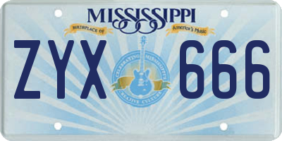 MS license plate ZYX666