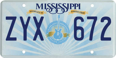 MS license plate ZYX672