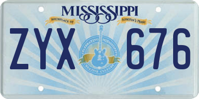 MS license plate ZYX676