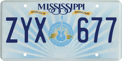 MS license plate ZYX677