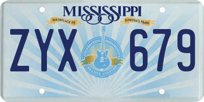 MS license plate ZYX679