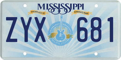 MS license plate ZYX681