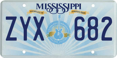 MS license plate ZYX682