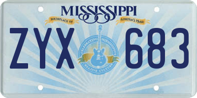 MS license plate ZYX683