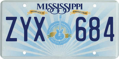 MS license plate ZYX684