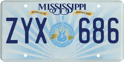 MS license plate ZYX686