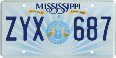 MS license plate ZYX687