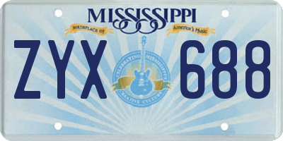MS license plate ZYX688
