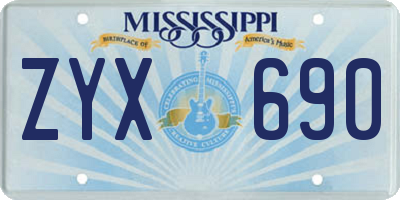 MS license plate ZYX690