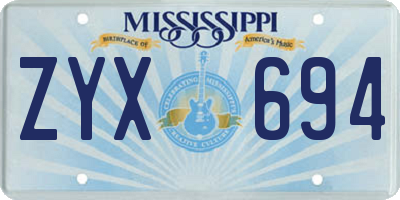 MS license plate ZYX694