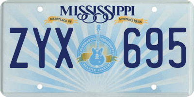 MS license plate ZYX695