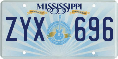 MS license plate ZYX696