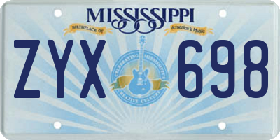 MS license plate ZYX698