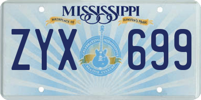 MS license plate ZYX699