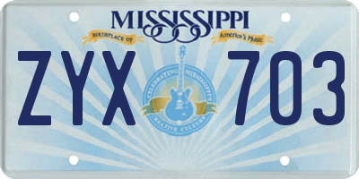 MS license plate ZYX703