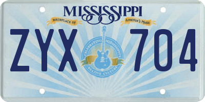MS license plate ZYX704