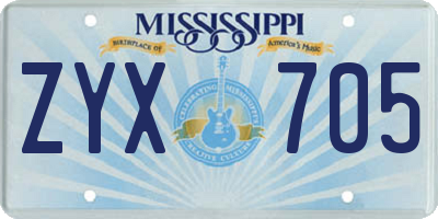 MS license plate ZYX705