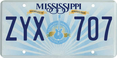 MS license plate ZYX707