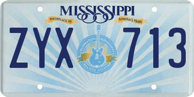 MS license plate ZYX713