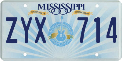 MS license plate ZYX714