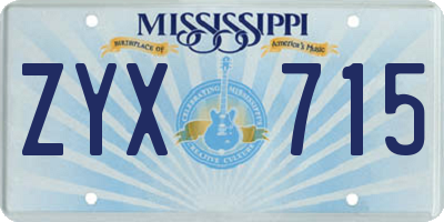 MS license plate ZYX715