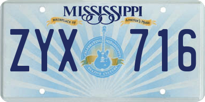 MS license plate ZYX716