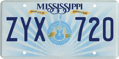 MS license plate ZYX720