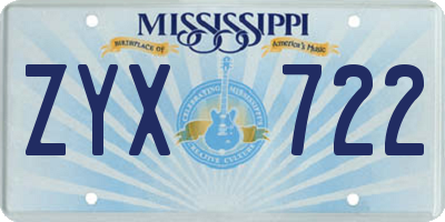 MS license plate ZYX722