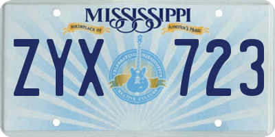 MS license plate ZYX723
