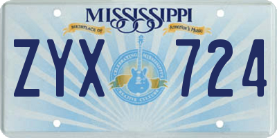 MS license plate ZYX724