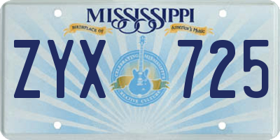 MS license plate ZYX725