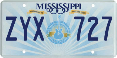 MS license plate ZYX727