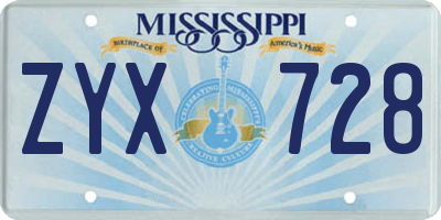 MS license plate ZYX728