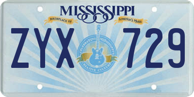 MS license plate ZYX729