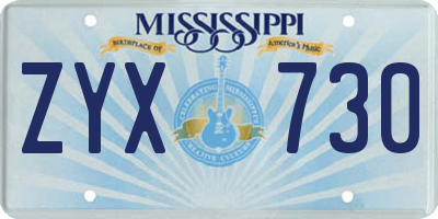MS license plate ZYX730