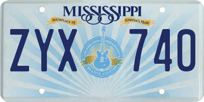 MS license plate ZYX740