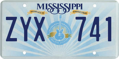 MS license plate ZYX741