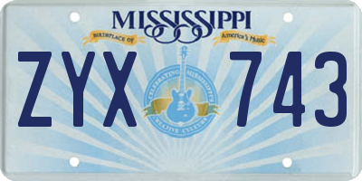 MS license plate ZYX743
