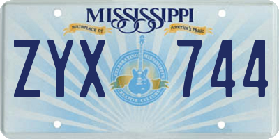 MS license plate ZYX744