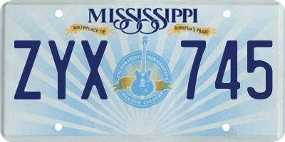 MS license plate ZYX745