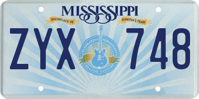 MS license plate ZYX748